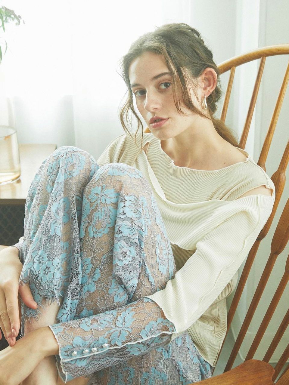 THE FLOWER LACE WIDE PANTS | Puff designs パフデザインズ