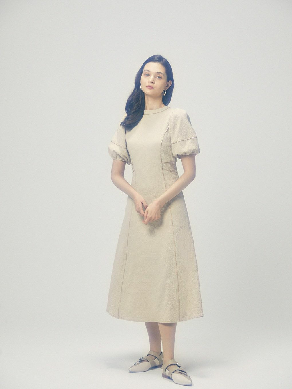 THE PIPING PUFF SLEEVE DRESS | Puff designs パフデザインズ