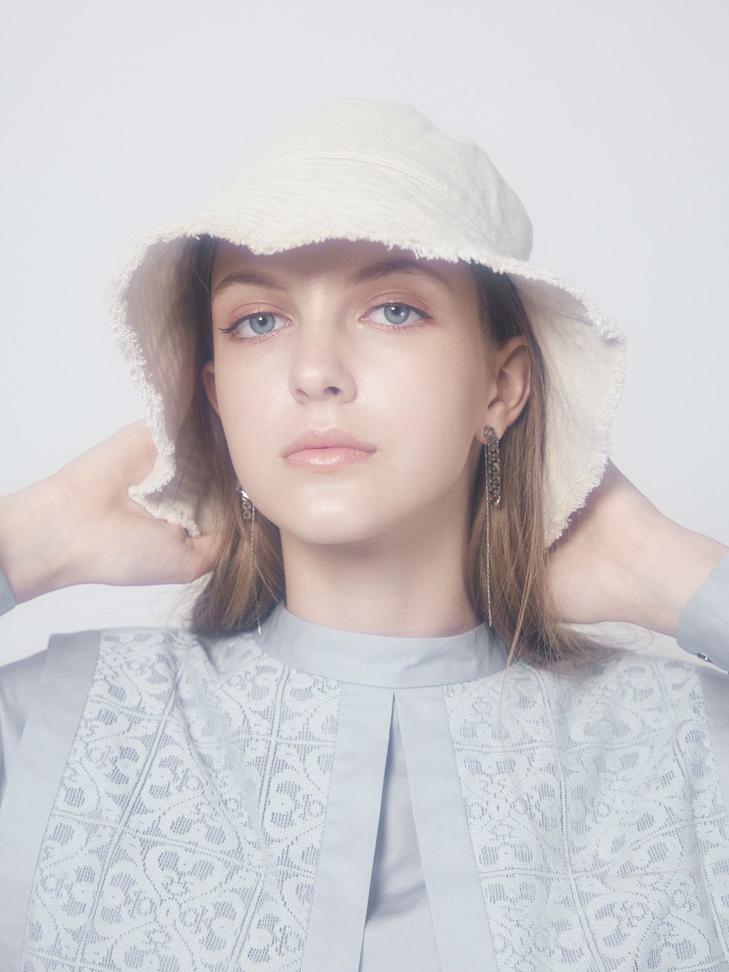 THE LACE RIBBON DENIM BUCKET HAT | Puff designs パフデザインズ