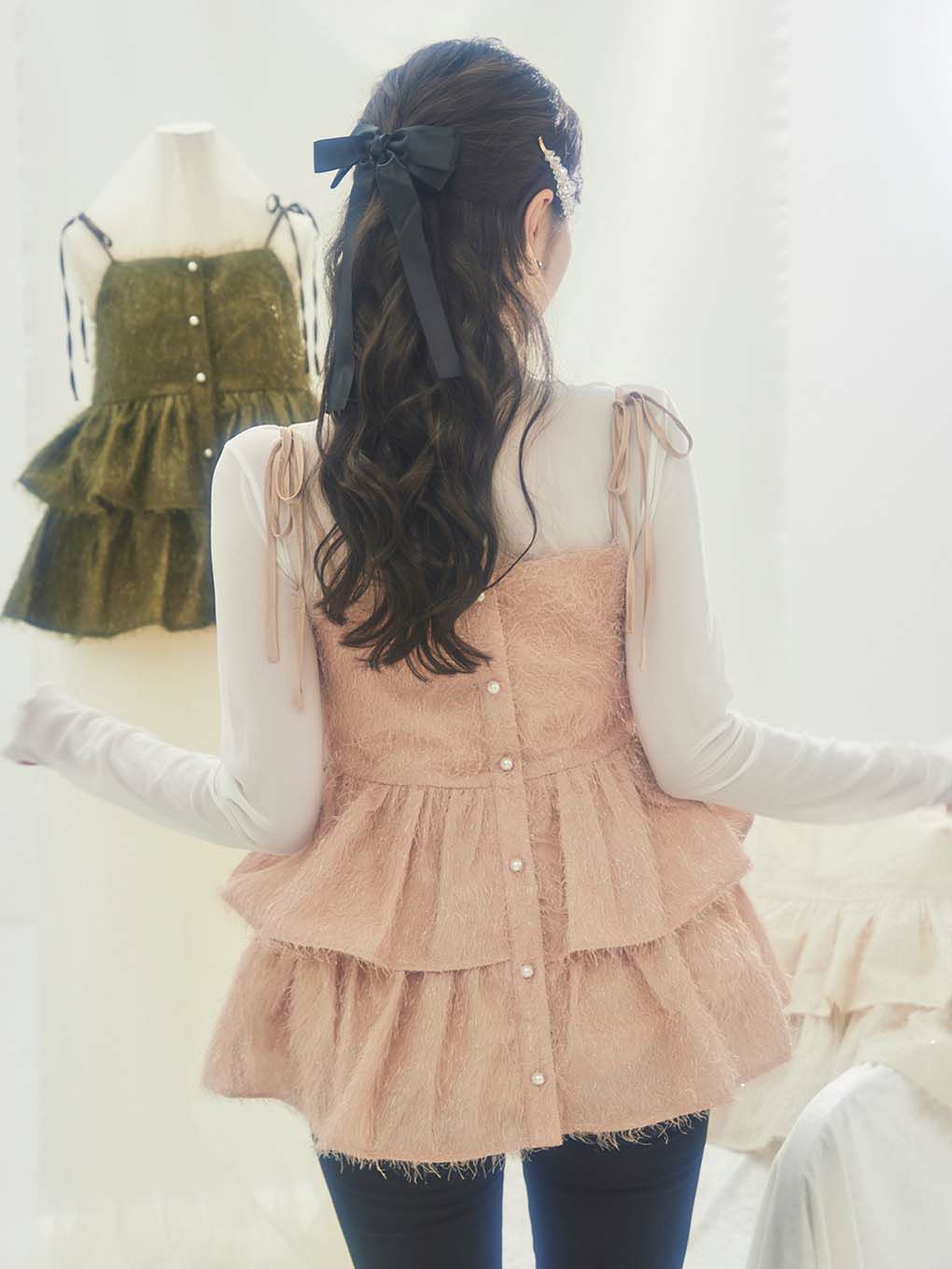 激安 トップス Sparkling Ribbon Camisole Tops トップス - wownepal