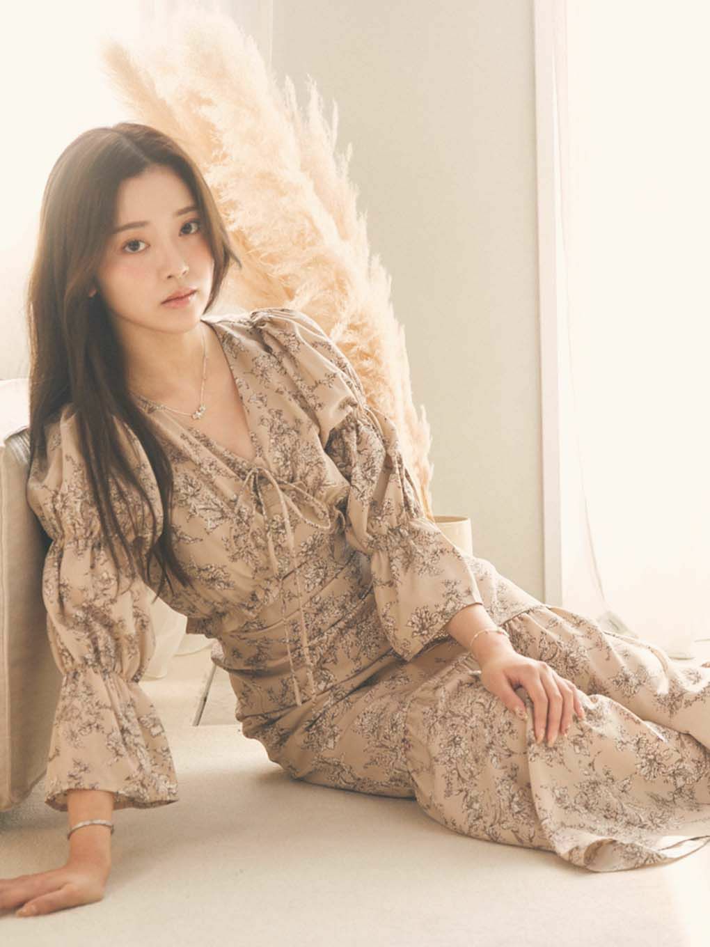 Botanical Print Ruffle Hem Dress | Puff designs パフデザインズ