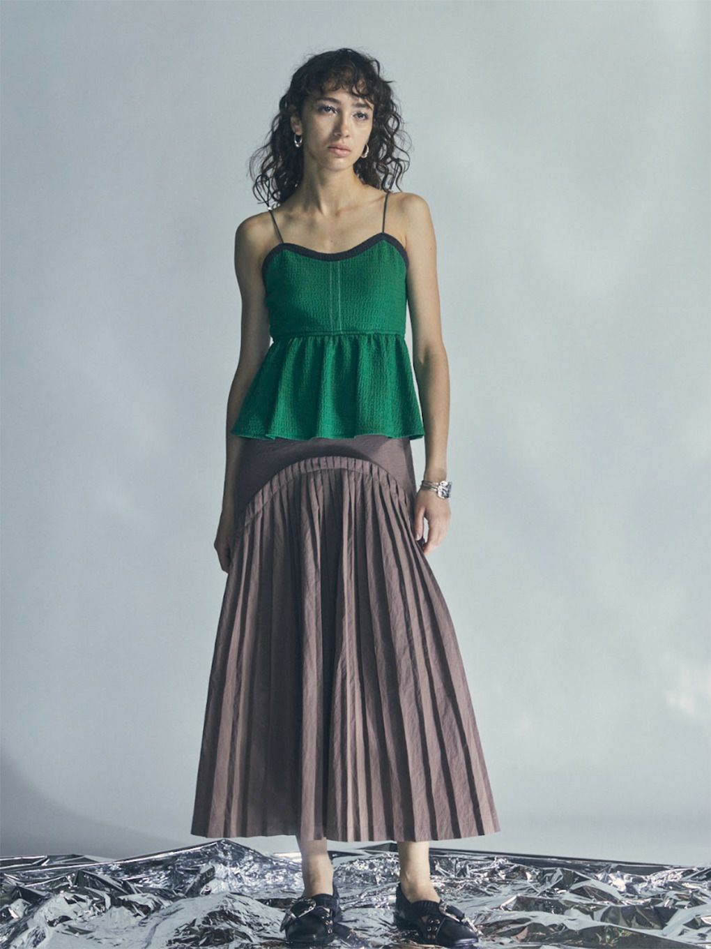 THE DRAW STRING DOCKING PLEATS DRESS | Puff designs パフデザインズ