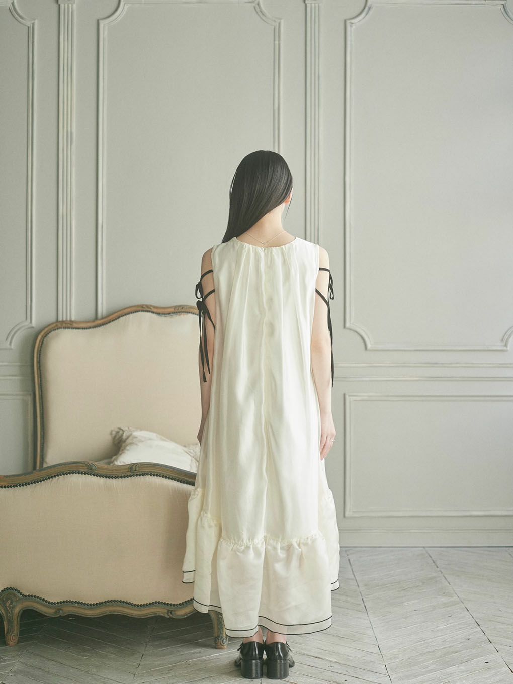 【未使用】Lure you in 越智ゆらの ダブルリボンオーガンジーワンピース DOUBLE RIBBON ORGANDY DRESS | Puff designs パフデザインズ