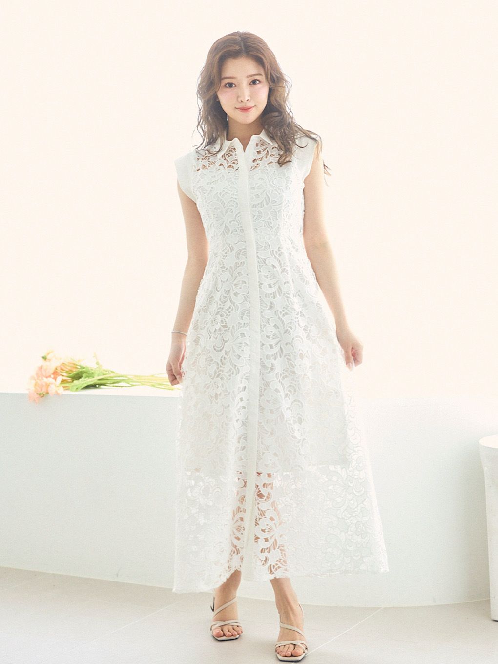 Lace Embroidery Shirt Dress | Puff designs パフデザインズ