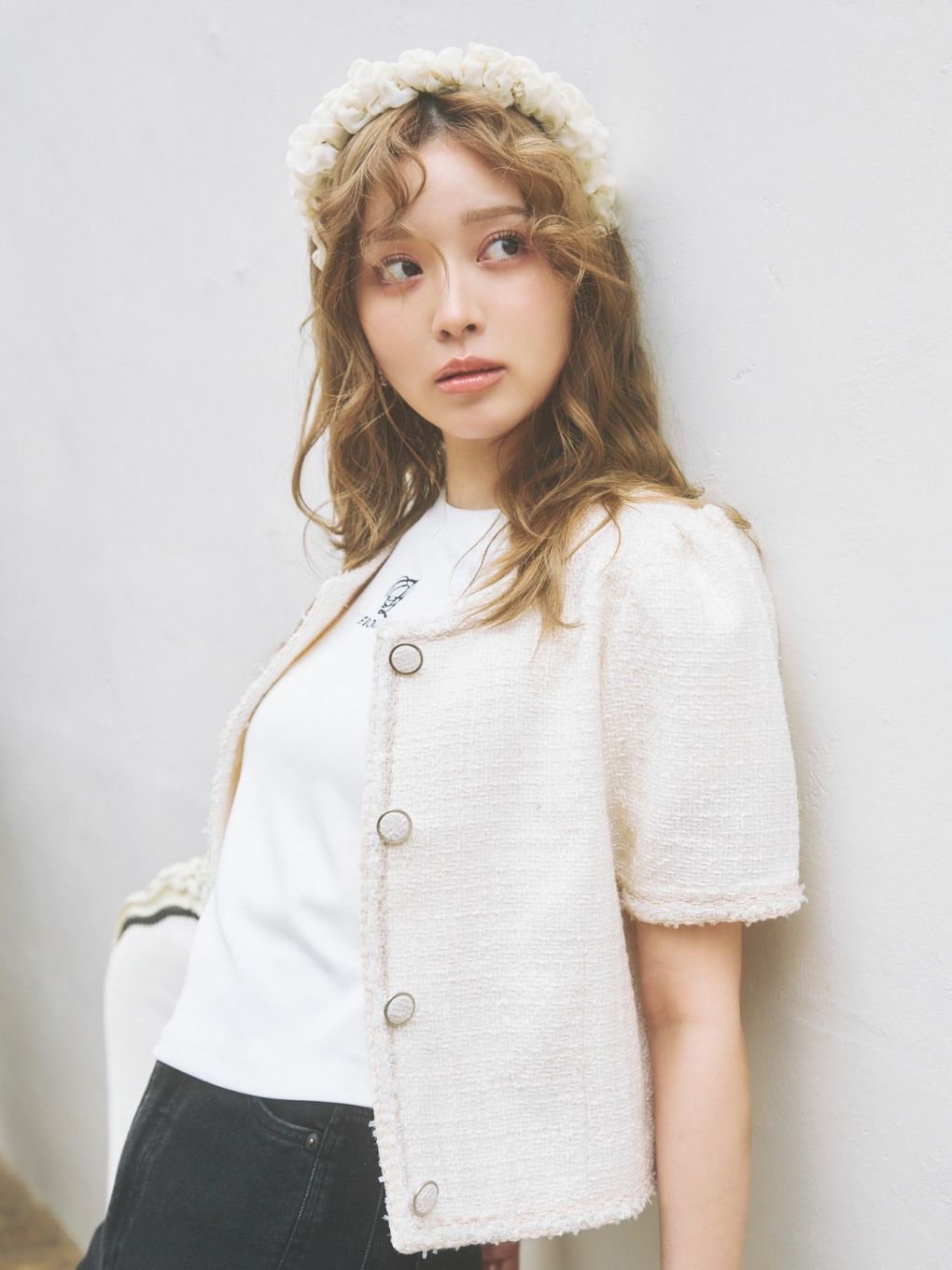 新品未使用　定価4万　クラネ　HALF SLEEVE TWEED JACKET Lame Tweed Half Sleeve Jacket | Puff designs パフデザインズ