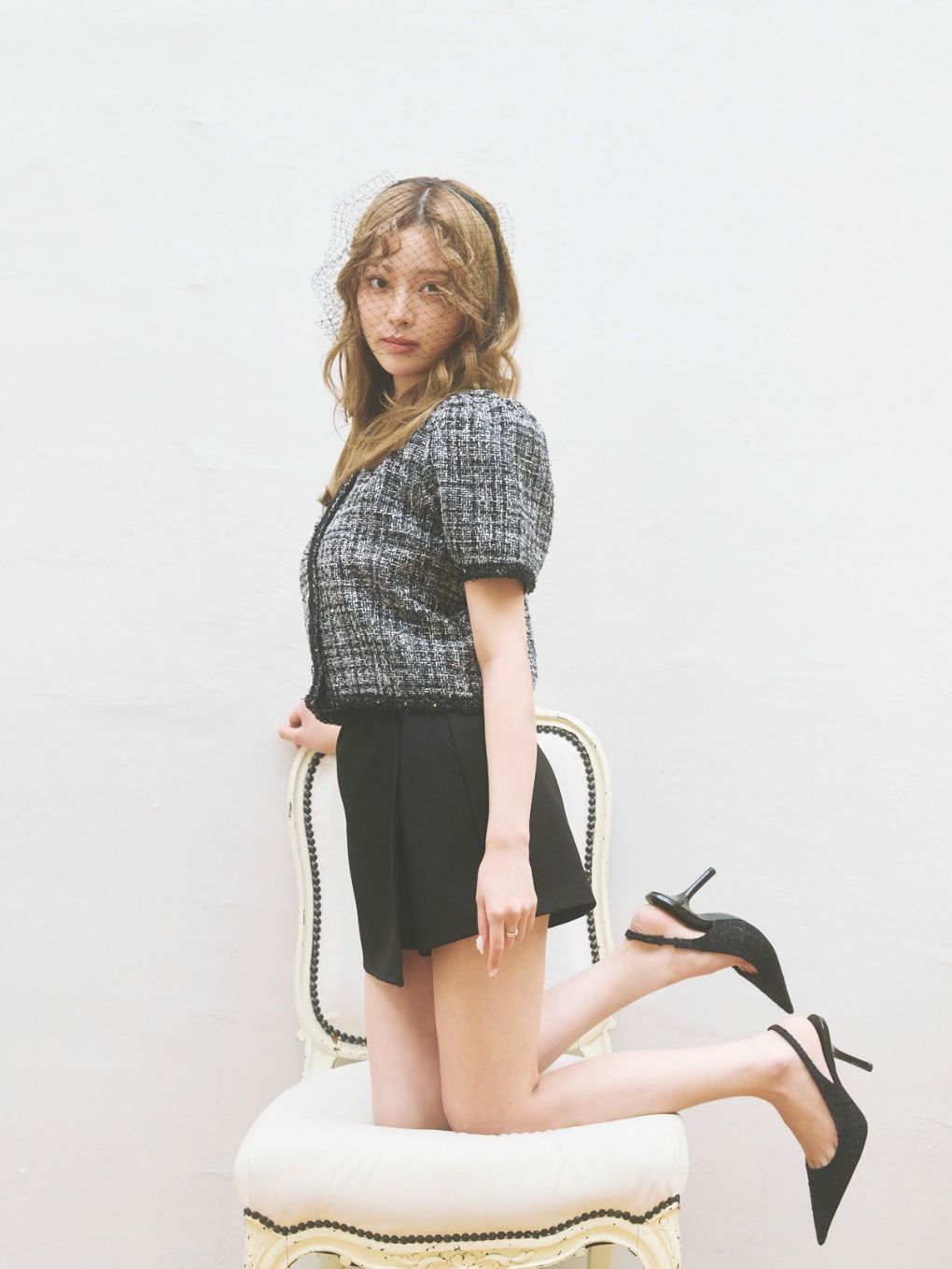Lame Tweed Half Sleeve Jacket | Puff designs パフデザインズ