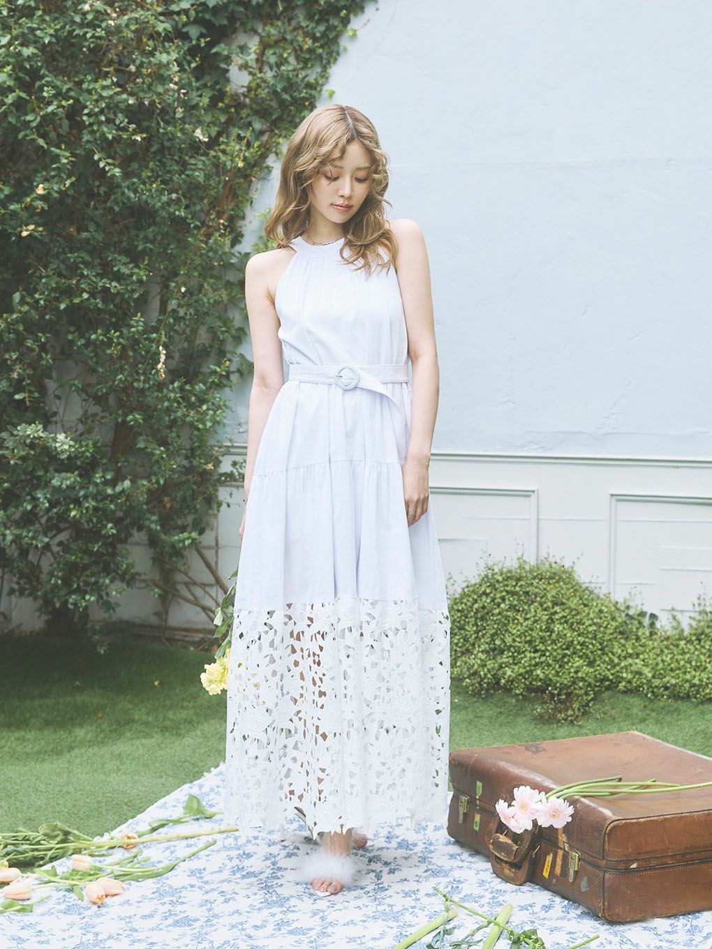 Cotton Lace Halter Neck Dress | Puff designs パフデザインズ