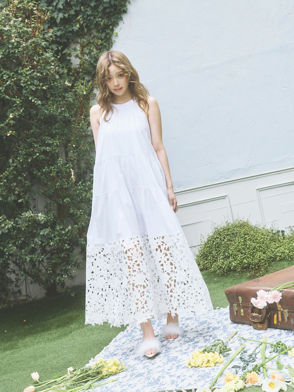 Cotton Lace Halter Neck Dress | Puff designs パフデザインズ