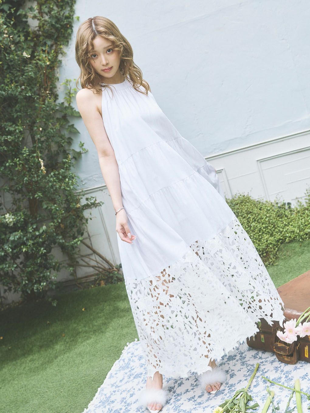 Cotton Lace Halter Neck Dress | Puff designs パフデザインズ