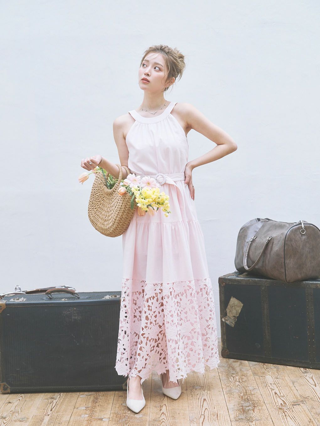 Cotton Lace Halter Neck Dress | Puff designs パフデザインズ